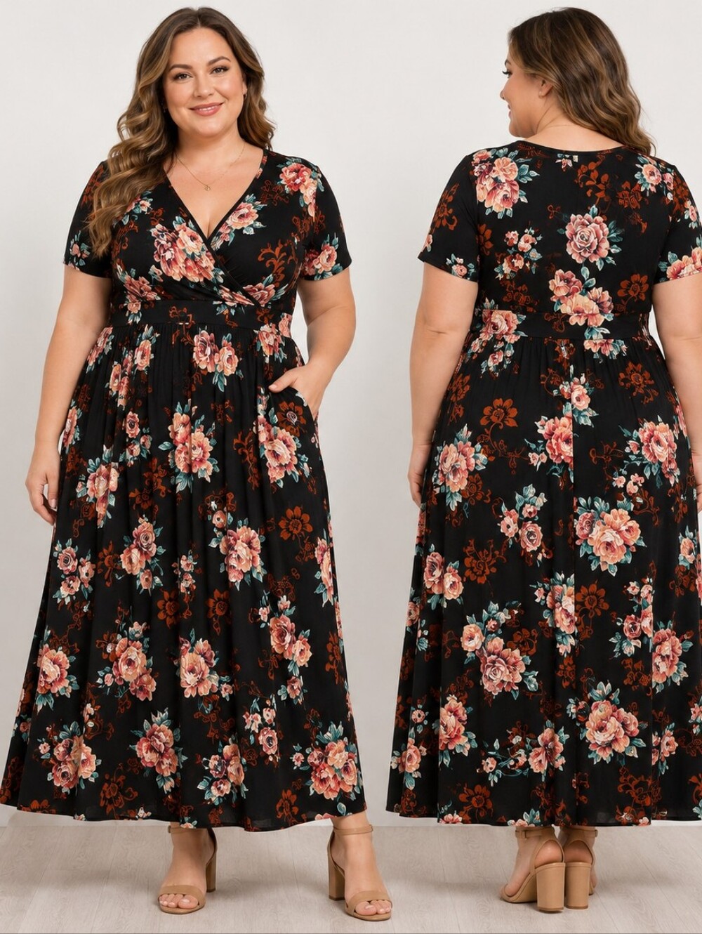 Black Floral Maxi Dress Plus Size 4X NWT Boho Cottagecore Romantic